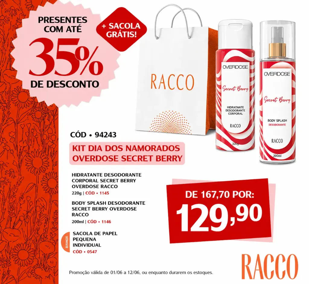 Kit Dia dos Namorados Overdose Secret Berry