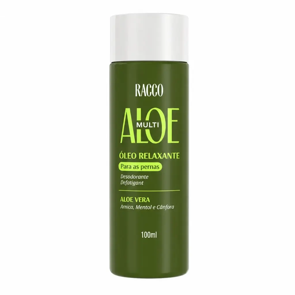 Óleo Relaxante Desodorante para as Pernas Defatigant Multi Aloe Racco, 100ml