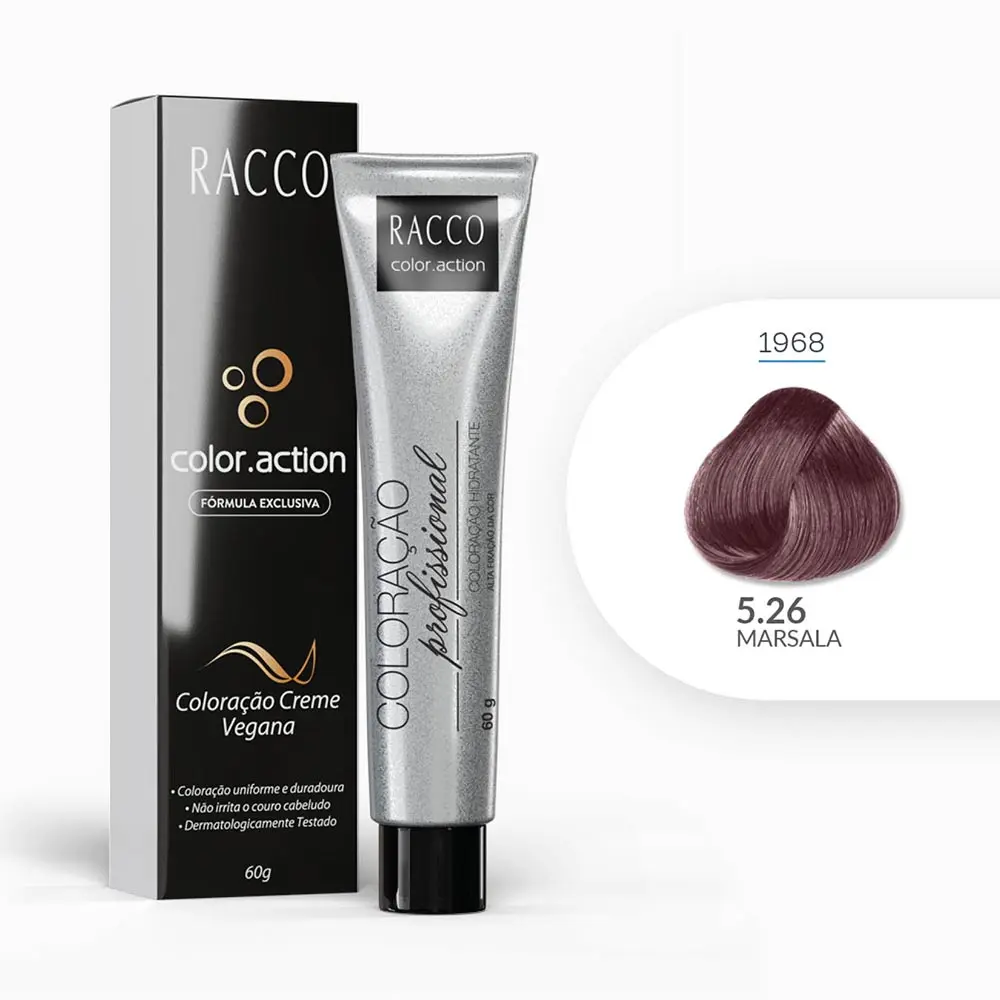 Coloração Creme Color.Action Racco - Marsala, 60g