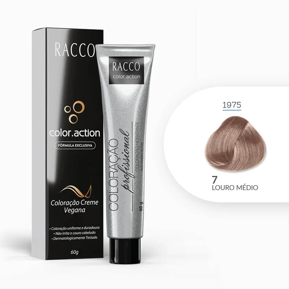 Coloração Creme Color.Action Racco - Louro Médio, 60g