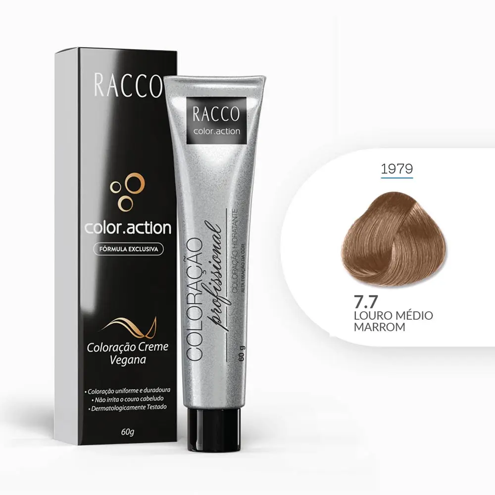 Coloração Creme Color.Action Racco - Louro Médio Marrom, 60g