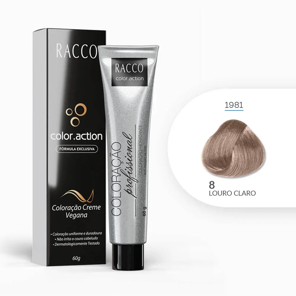 Coloração Creme Color.Action Racco - Louro Claro, 60g