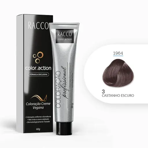 [1964] Coloração Creme Color.Action Racco - Castanho Escuro, 60g