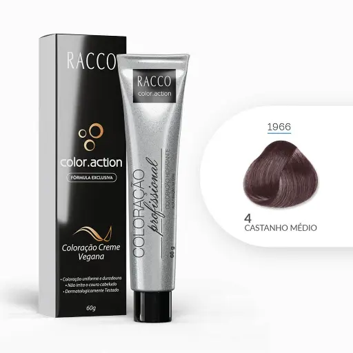 [1966] Coloração Creme Color.Action Racco - Castanho Médio, 60g