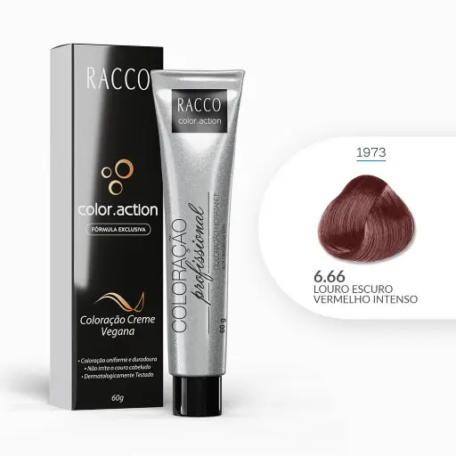 [1973] Coloração Creme Color.Action Racco - Louro Escuro Vermelho Intenso, 60g
