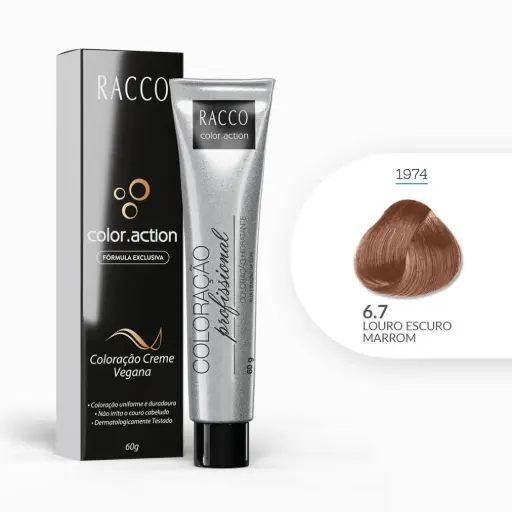 [1974] Coloração Creme Color.Action Racco - Louro Escuro Marrom, 60g