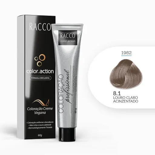 [1982] Coloração Creme Color.Action Racco - Louro Claro Acinzentado, 60g