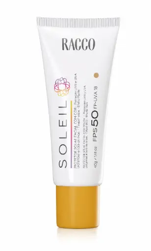 [3051] Protetor Solar Facial FPS 50 com Cor Soleil Racco, 40g