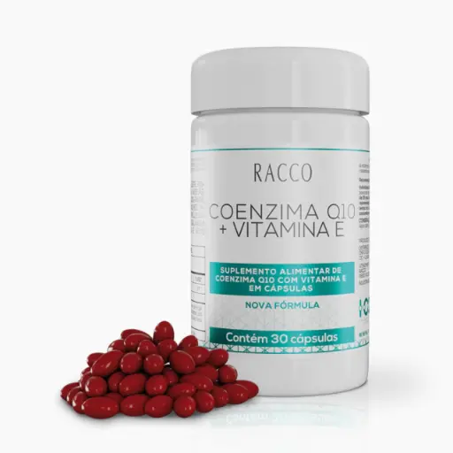 [965] IOS Coenzima Q10 - Suplemento Alimentar de Coenzima Q10 com Vitamina E em Cápsulas Racco, 30 cápsulas